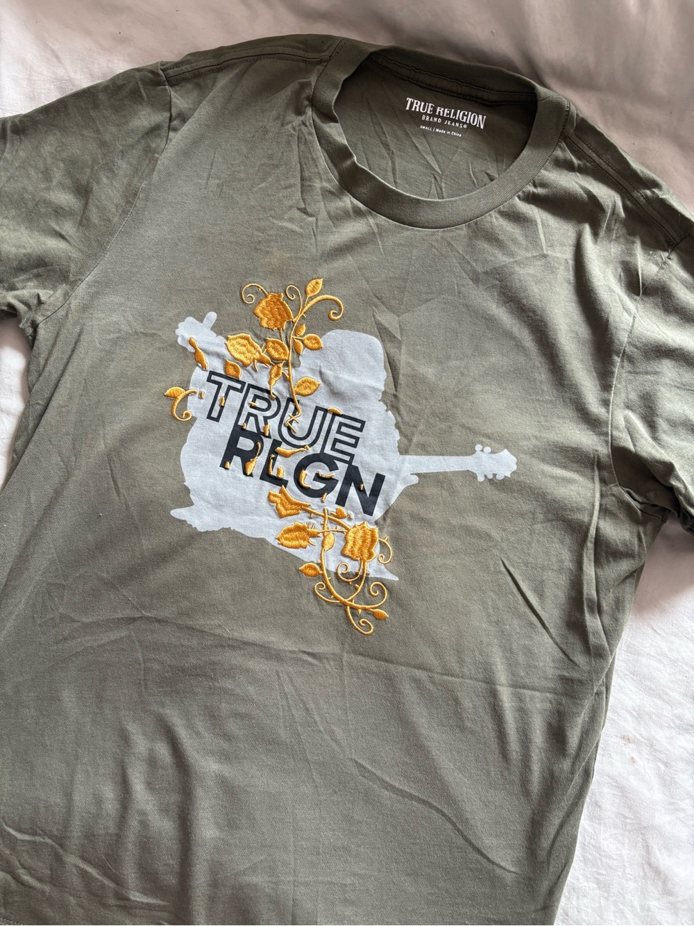 True Religion Olive Green Tee with White Logo